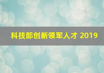 科技部创新领军人才 2019